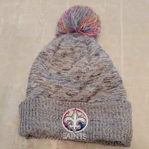 New Era New Orleans Saints Gray Knit Hat with Multicolor Pom - Crucial Catch